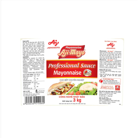 Sốt Mayonnaise Loại 3kg AjNOMOTO, Sốt Mayonnaise AJi-Mayo chỉ dùng cho nhà hàng và quán ăn lớn