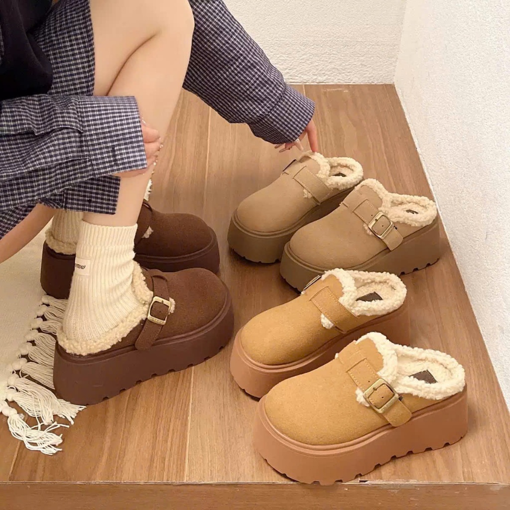 Dép nữ, dép lông sục nữ đế bánh mì xinh xắn, ấm áp