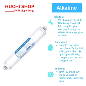 Lõi lọc nước Alkaline, Lõi bù khoáng Alkaline, nâng pH cho máy lọc nước RO, chính hãng Daikosan, Đại Việt