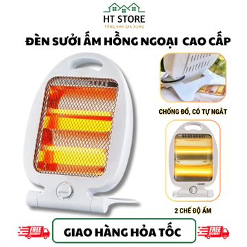 Đèn sưởi, Máy sưởi ấm hồng ngoại Fujik 2 bóng sưởi cao cấp, có chế độ tự ngắt, an toàn sử dụng, dành cho trẻ em