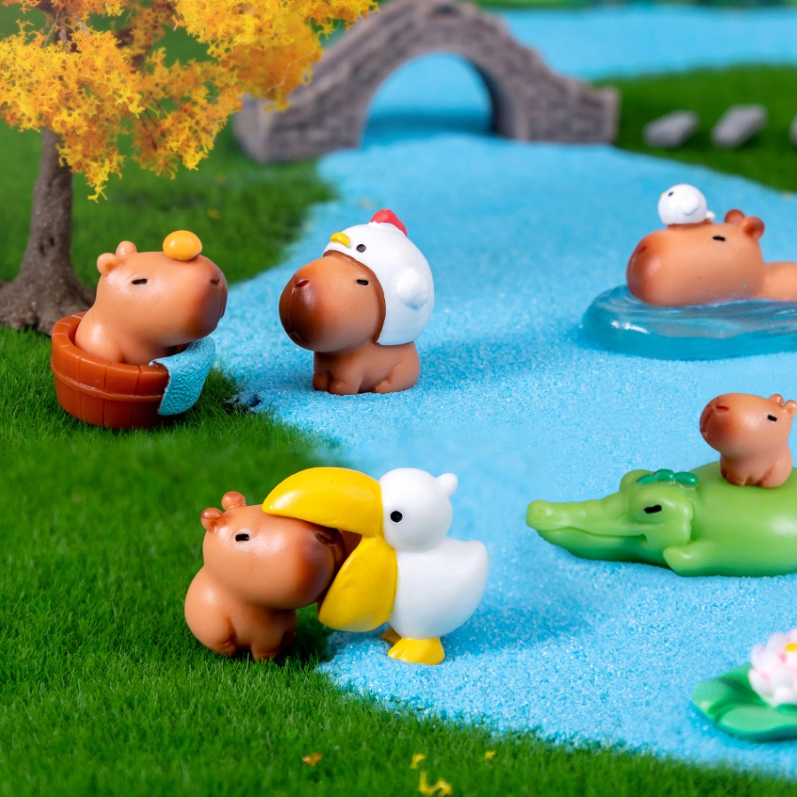 Mô hình Capybara chuột lang nước hắt hơi, sổ mũi, kèm bồ nông và phụ ...