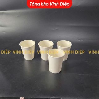 .Túi 50 cốc giấy 9oz ~ 265ml dùng 1 lần có nắp đen, cốc trắng trơn hoặc có hình