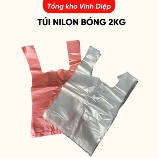 1kg túi nilon bóng 2kg có quai đựng hàng, chất dai, đẹp - 2 màu trắng, hồng