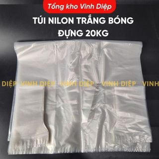 1kg túi nilon trắng, bóng đựng 20kg có quai xách, chất dai, đẹp - hàng loại 1, túi bóng 20kg trắng