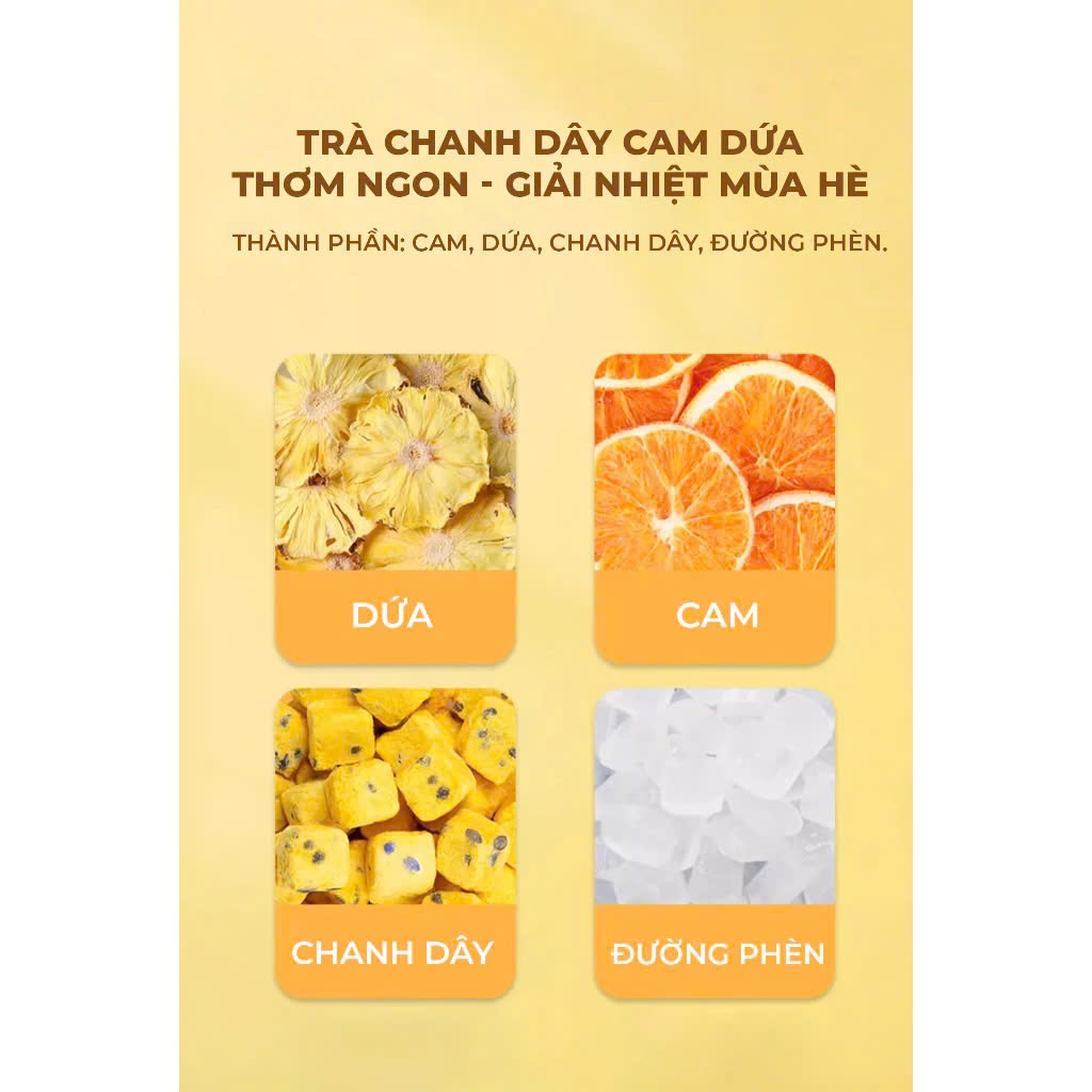 Trà Detox Chanh Dây Cam Dứa HERBONE Giải Khát, Trắng Da, Bổ Sung Vitamin C