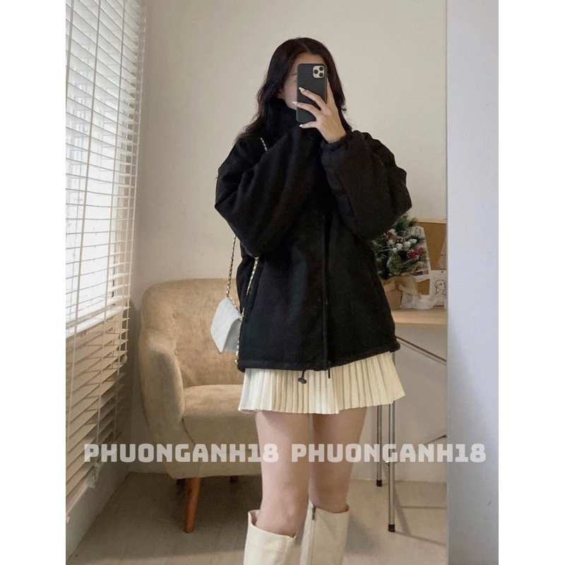 Áo khoác trần trám cổ dựng dày dặn Nam Nữ
