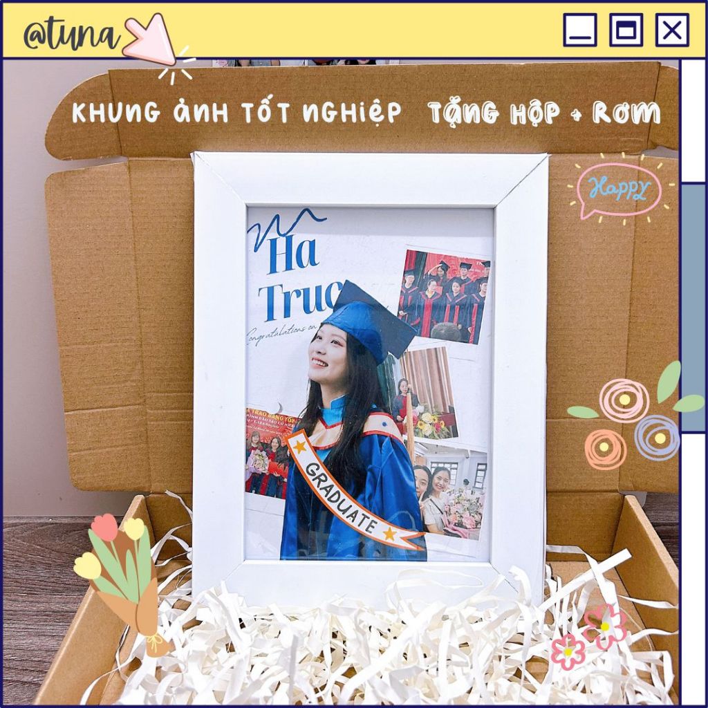 Set Quà Tặng Tốt Nghiệp ( Tặng Hộp + Rơm ) In Ảnh Theo Yêu Cầu Khung ...