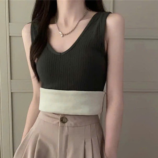 Áo Bra Lỗ Cổ Tim Dáng Dài Thun Gân Lót Lông Thỏ Kèm Đệm Lót mã 2338