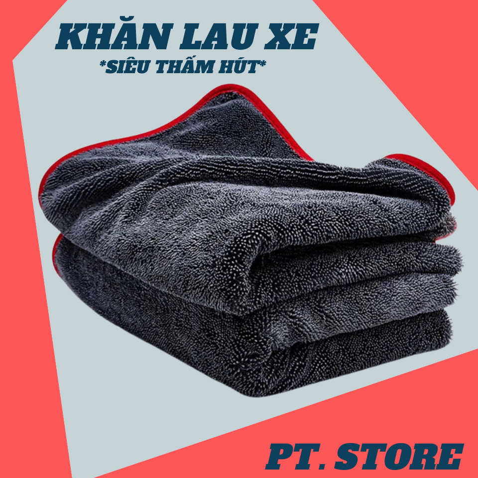 KHĂN SIÊU THẤM HÚT CHẤT LIỆU MICROFIBER  - LAU XE- NỘI THẤT -  THẤM HÚT NƯỚC CỰC TỐT-[KHĂN VIỀN ĐỎ]