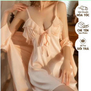 SX848 váy ngủ lụa phối ren (có mút ngực ) - đầm ngủ sexy cao cấp - KELLYWANG