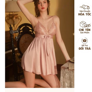 ảnh thật - SX885 - VÁY NGỦ LỤA PHỐI REN MỀM MẠI [KELLYWANG]