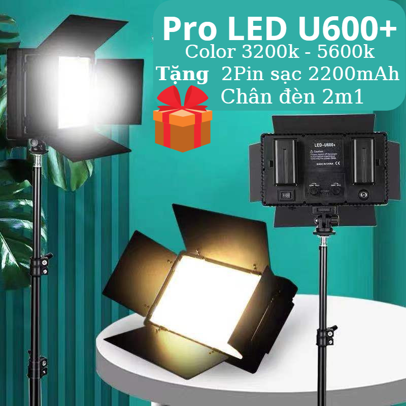 Đèn Pro Led U600 Kèm 2 pin rời hỗ trợ Studio chụp ảnh livestream quay ...