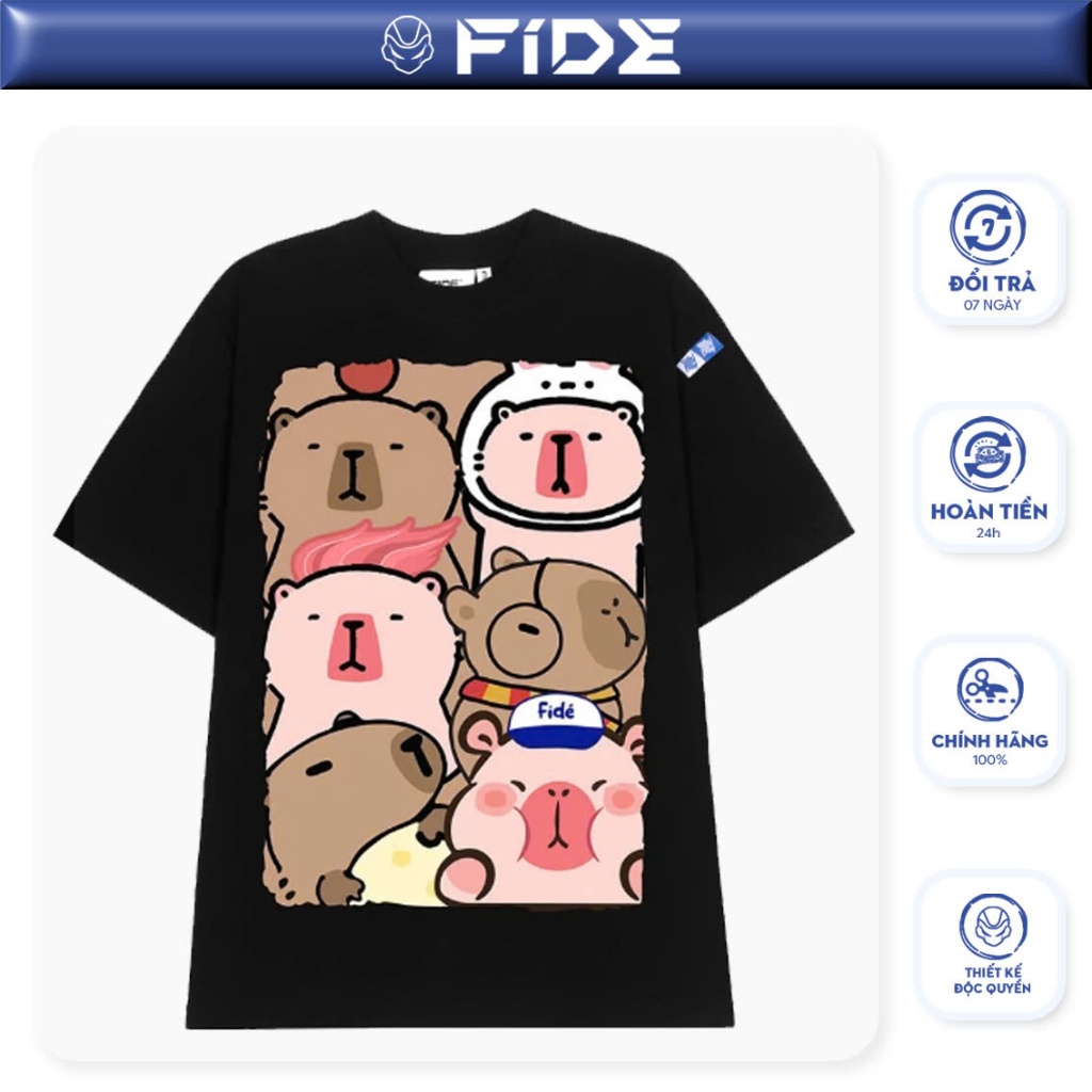 Ảnh Áo thun FIDE CAPYBARA unisex form rộng cổ tròn CAPYBARA - AT62 Cotton 1