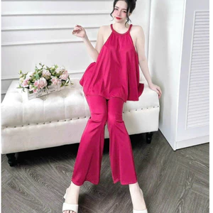 Bộ đồ ngủ nữ 2 dây quần dài freesize vải Latin Freesize 54kg - CN92