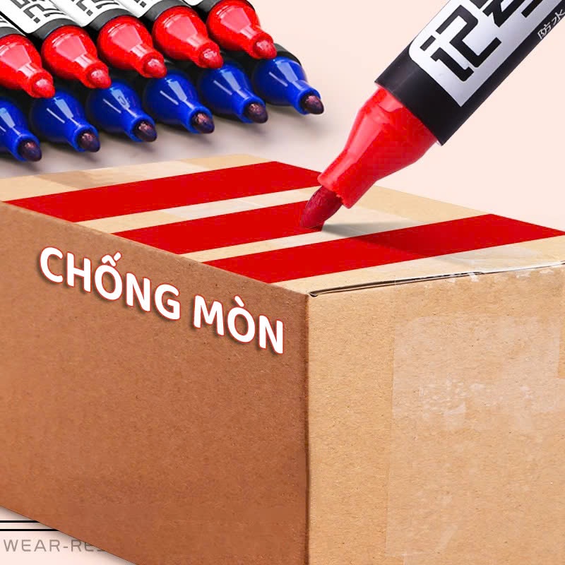 Bút Lông Dầu Không Xóa Được Chống Thấm 3 Màu Đen Xanh Đỏ Mực Đều Bám Dính Tốt Văn Phòng Phẩm Giá Rẻ