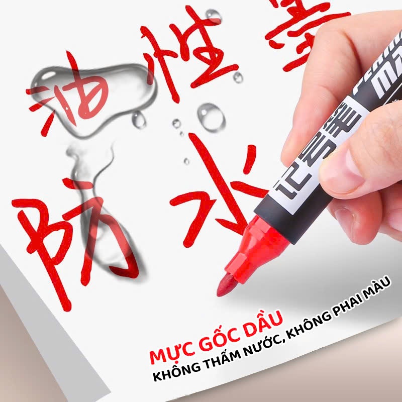 Bút Lông Dầu Không Xóa Được Chống Thấm 3 Màu Đen Xanh Đỏ Mực Đều Bám Dính Tốt Văn Phòng Phẩm Giá Rẻ