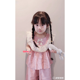 [B&G] Sét bộ hồng bé gái quần dài kẻ caro chất cotton 100% cho bé gái từ 10-40kg