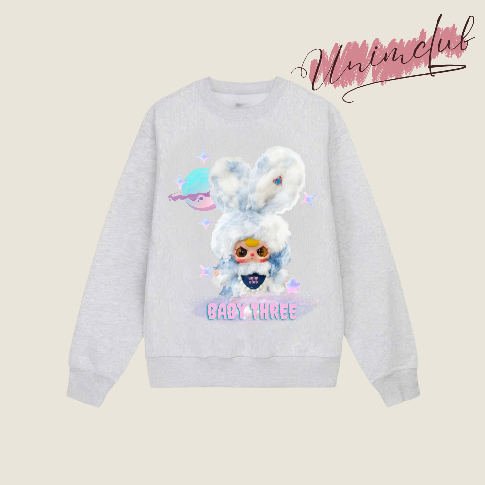 [Three Baby V3] Áo Sweater Three Baby V3 Thỏ Thị Trấn Rabbit Form Rộng Unisex Nam Nữ Vải Nỉ Chân Cua SWTV32