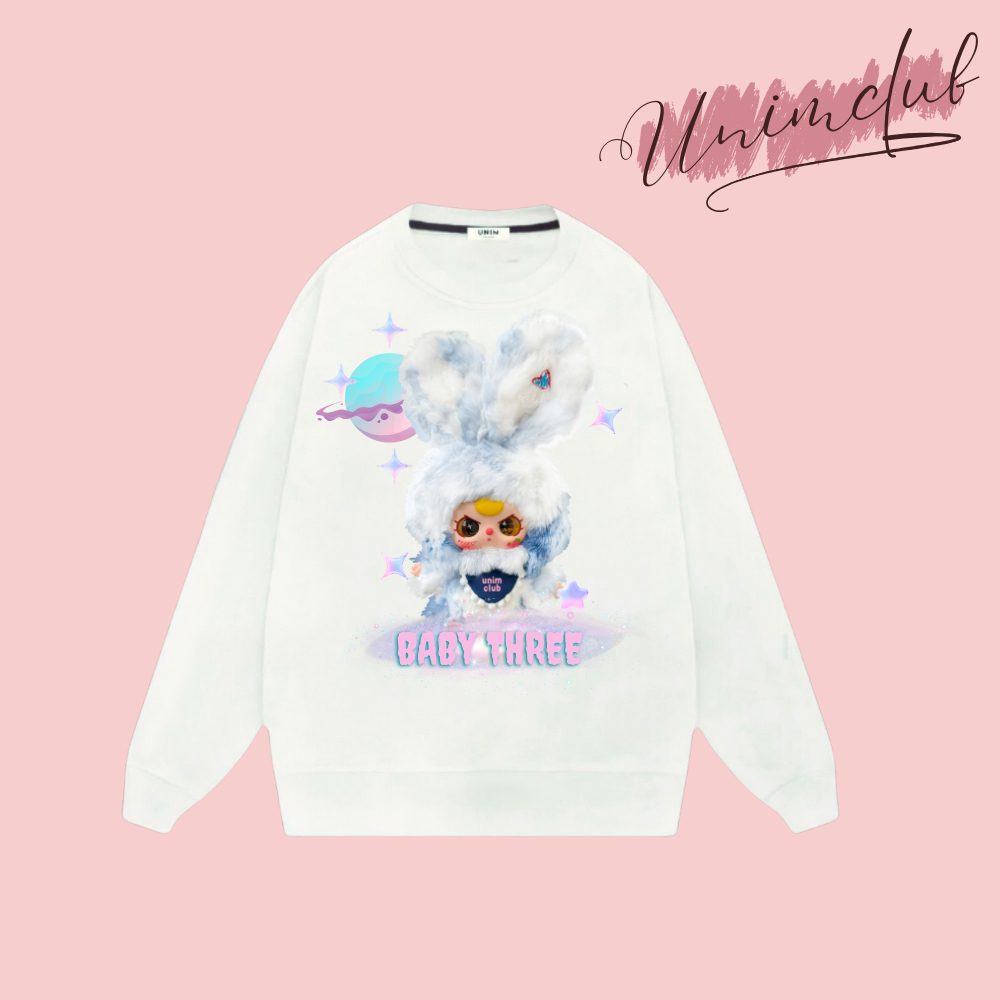 [Three Baby V3] Áo Sweater Three Baby V3 Thỏ Thị Trấn Rabbit Form Rộng Unisex Nam Nữ Vải Nỉ Chân Cua SWTV32