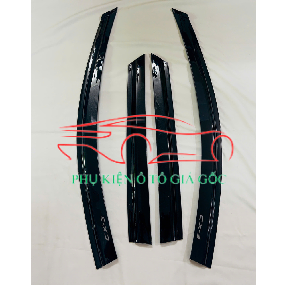Vè che mưa nhựa đen xe Mazda CX3 Mẫu Nhựa đen cao cấp, 1 bộ 4 cánh