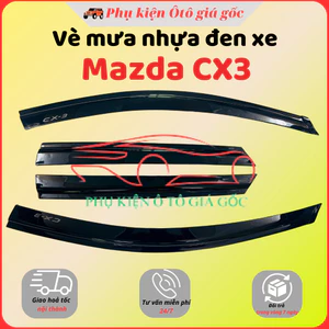 Vè che mưa nhựa đen xe Mazda CX3 Mẫu Nhựa đen cao cấp, 1 bộ 4 cánh