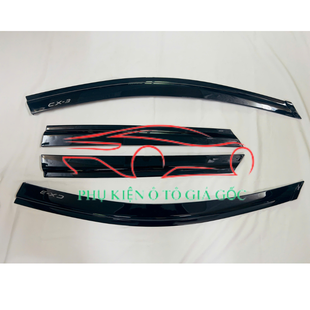 Vè che mưa nhựa đen xe Mazda CX3 Mẫu Nhựa đen cao cấp, 1 bộ 4 cánh
