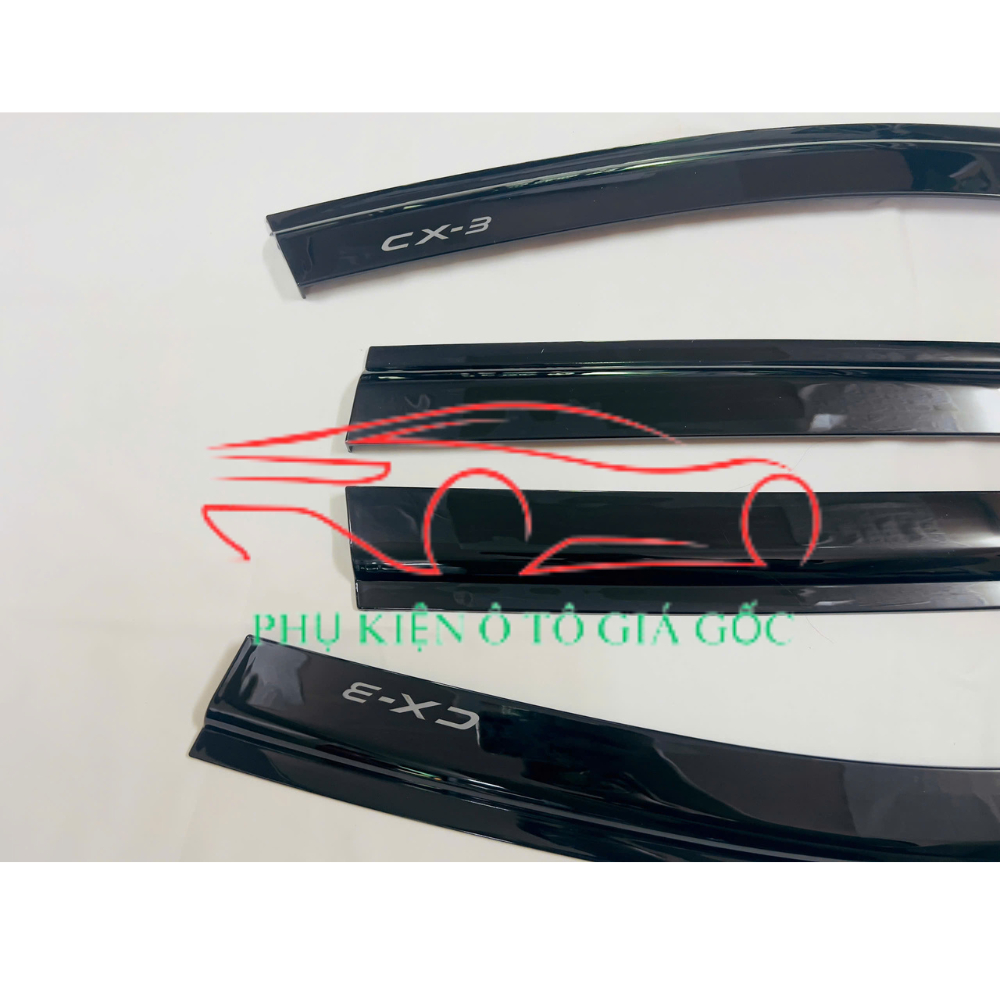 Vè che mưa nhựa đen xe Mazda CX3 Mẫu Nhựa đen cao cấp, 1 bộ 4 cánh