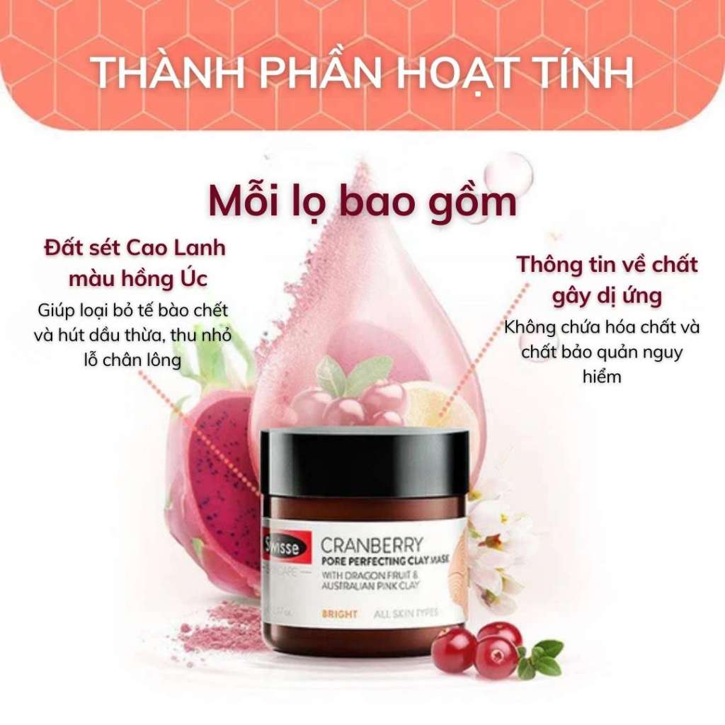 Ảnh Mặt Nạ Đất Sét Cấp Ẩm Giúp Tái Tạo Da Swisse Cranberry Pore Perfect Claymask - Mask Dưỡng Da Và Chống Lão Hóa 191 1