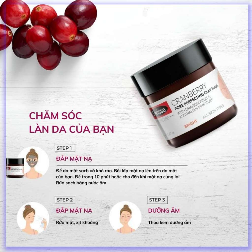 Ảnh Mặt Nạ Đất Sét Cấp Ẩm Giúp Tái Tạo Da Swisse Cranberry Pore Perfect Claymask - Mask Dưỡng Da Và Chống Lão Hóa 191 2