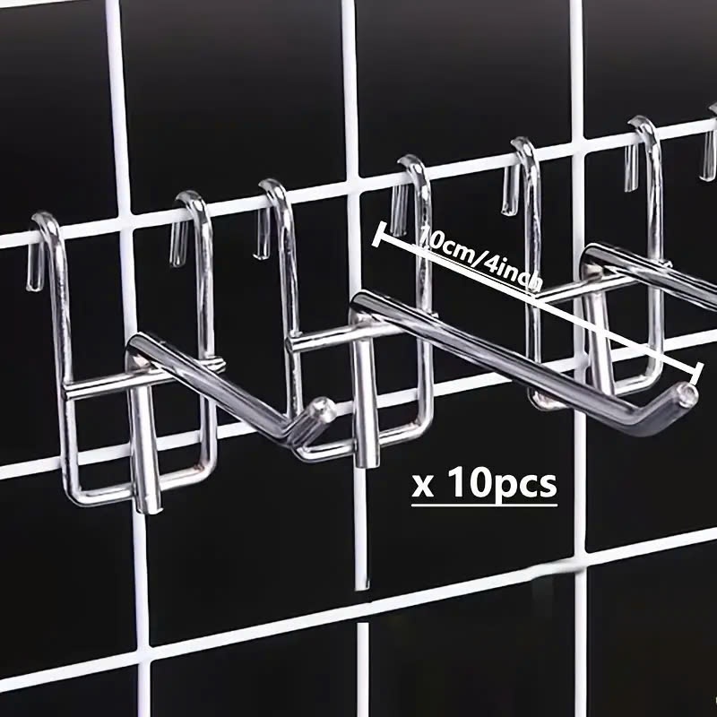 Combo 10 Móc treo sắt, tay cài lưới treo phụ kiện mạ bạc sáng bóng, móc cài lưới, móc treo đồ