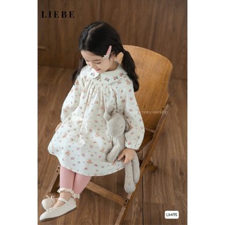[B&G] Đầm thu đông smock in gấu teddy cổ sen tay dài cho bé gái từ 10-45kg (2-11 tuổi)