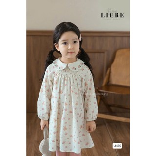 [B&G] Đầm thu đông smock in gấu teddy cổ sen tay dài cho bé gái từ 10-45kg (2-11 tuổi)