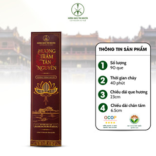 [OCOP 4 SAO - THƯỢNG HẠNG] Hộp 90 que hương trầm Tân Nguyên, dài 23cm, trầm hương thiên nhiên, thơm tinh khiết