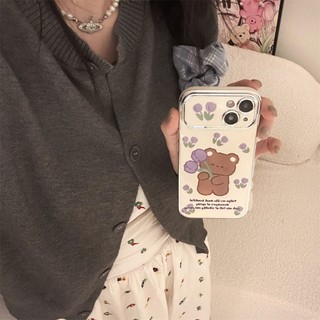 Ốp lưng iphone khung camera mạ kim Tulip bear dành cho ip 6/7/8/plus/x/xr/xs/11/12/13/14/15/pro max - kl2003