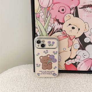 Ốp lưng iphone khung camera mạ kim Tulip bear dành cho ip 6/7/8/plus/x/xr/xs/11/12/13/14/15/pro max - kl2003