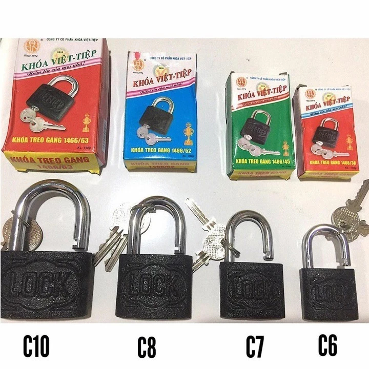 Khóa treo gang Việt Tiệp chống cắt, ổ khóa gang VIệt Tiệp chính hãng