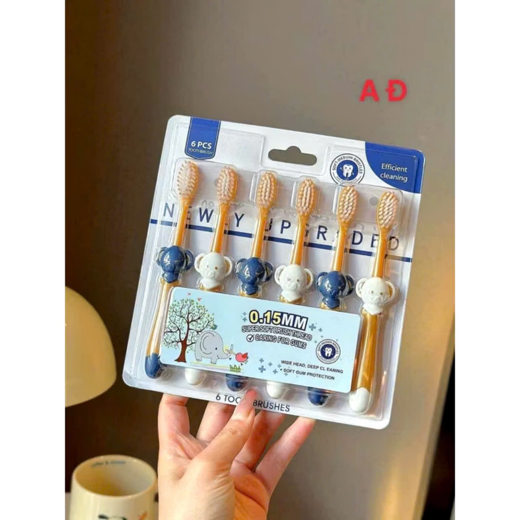 VỈ 6 BÀN CHẢI CHO BÉ - VỈ 6 bàn chải đánh răng cho bé hình gấu dễ thương - BANCHAICHOBE