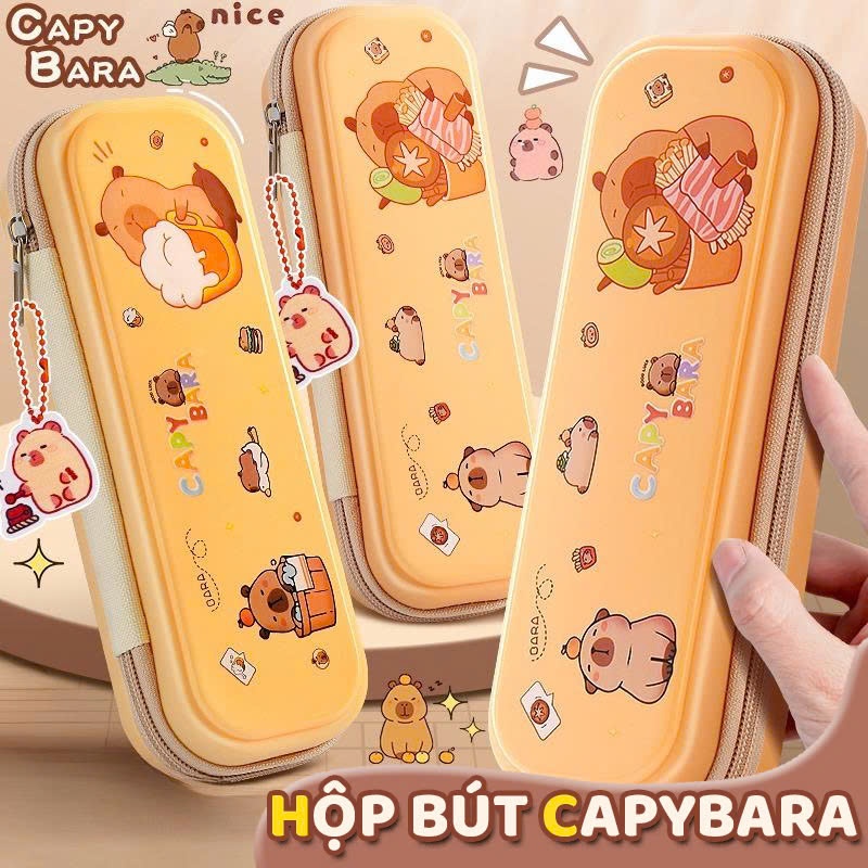 Hộp Đựng Bút 3D Nhựa Nổi Cute – Hộp Bút Chống Nước Kèm Hình Hoạt Hình Capybara Dễ Thương