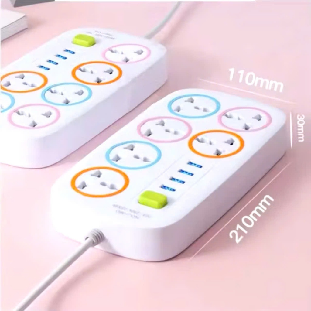 Ổ ĐIỆN ĐA NĂNG,  Ổ Cắm Điện Đa Năng (D67) Có Cổng Sạc USB 6 Lỗ Có Công Tắc An Toàn Chịu Tải 2200W - MA:ODIEN8653