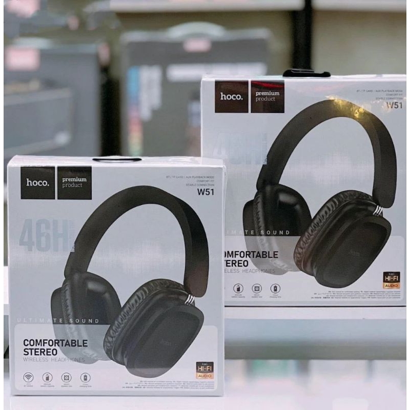 Tai nghe Bluetooth không dây HOCO W51, thời gian nghe nhạc 46h, Bluetooth 5.3