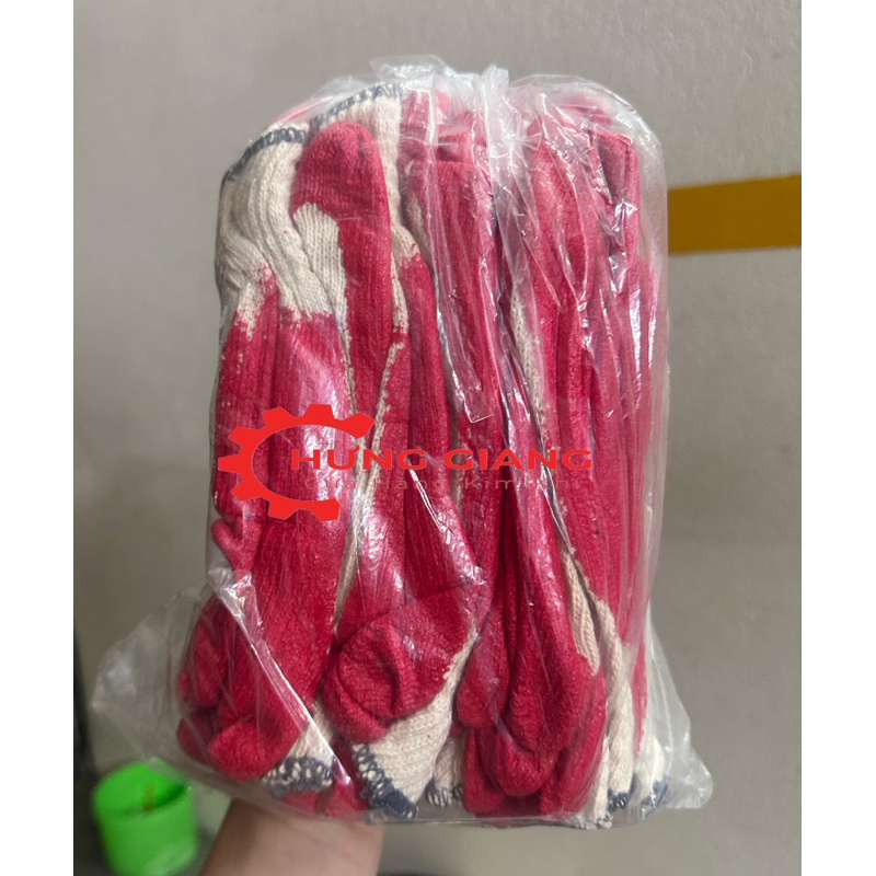 Combo 10 đôi Găng Tay Phủ Sơn Đỏ, Gang Tay Lao Động