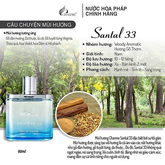 Ảnh Nước Hoa Nam Quyến Rũ CHARME SANTAL33 60ml Nam Tính, Sang Trọng_Nước Hoa Chính Hãng Lưu Hương Lâu 4