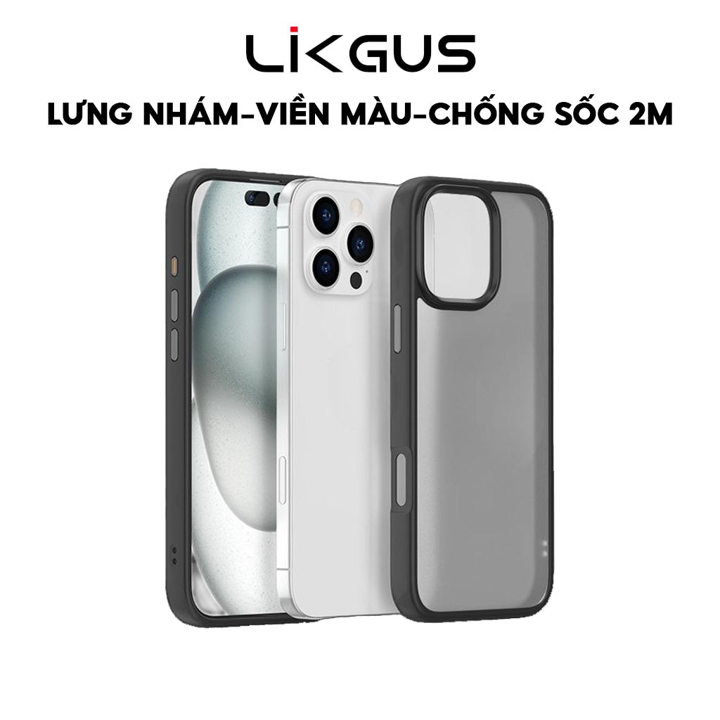 Ảnh Ốp Lưng Nhám Chống Vân Tay-Chống Ố-Chống Sốc 2M LIKGUS Cho Điện Thoại IP series 11-12-13-14-15-16 1