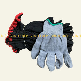 Bó 12 đôi găng tay vải mút chống nắng, găng tay bảo hộ lao động