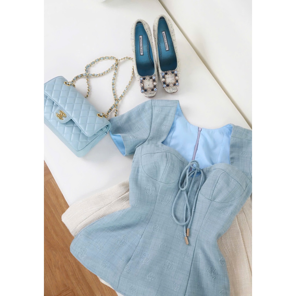Orli daily | Brya Shirt  Pink / Blue / Dark Blue - Áo cúp có tay, form peplum