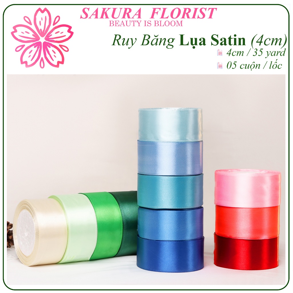 Ruy Băng Lụa Satin 4Cm, Ruy Băng Vải Gói Hoa, Gói Quà, Ruy Băng 4 Phân ...