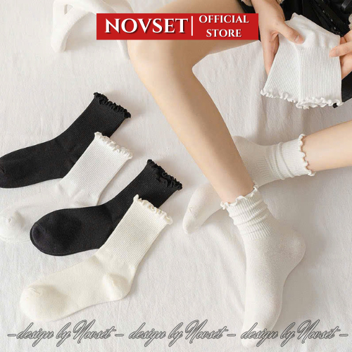 Tất nữ cotton cổ cao VIỀN BÈO công chúa xinh xắn [ M507][T2-KHO3]