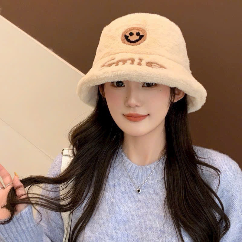 Mũ lông mặt cười smile, Nón chất lông mềm mại, độ dày vừa phải phong cách Hàn Quốc (Tuyển   )