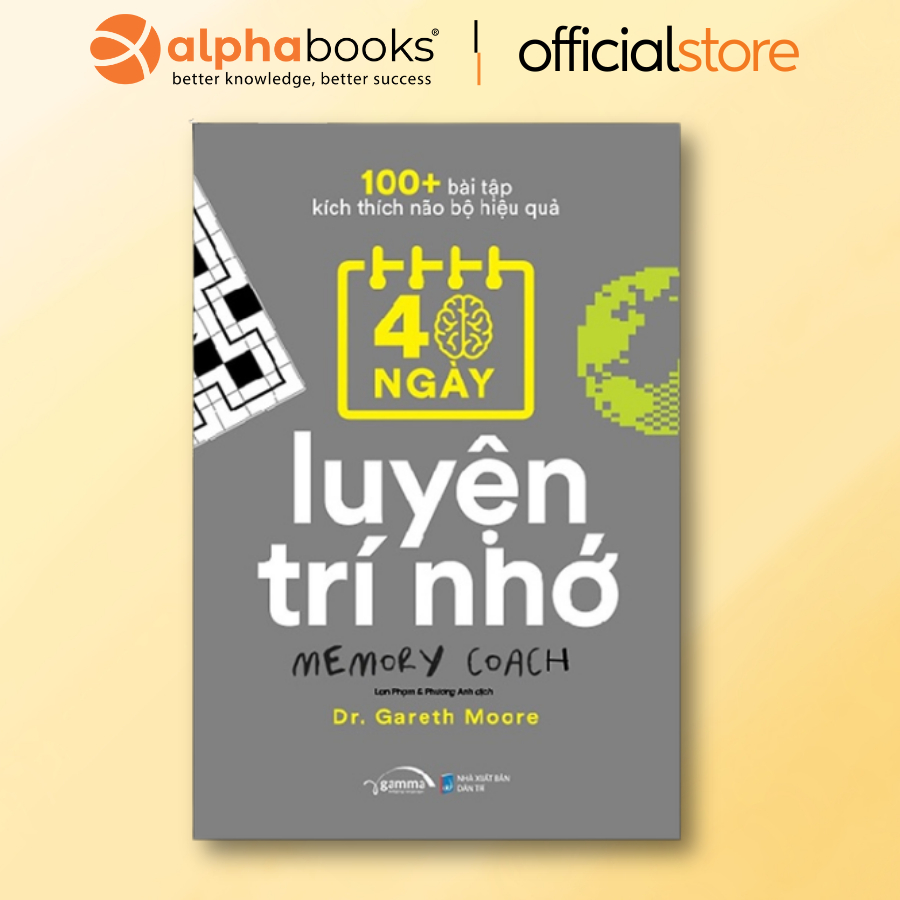 Sách - 100+ Bài Tập Kích Thích Não Bộ Hiệu Quả: 40 Ngày Luyện Trí Nhớ - Memory Coach (Gamma)