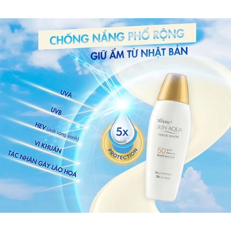 Kem chống nắng dưỡng da trắng mượt Sunplay Skin Aqua Clear White